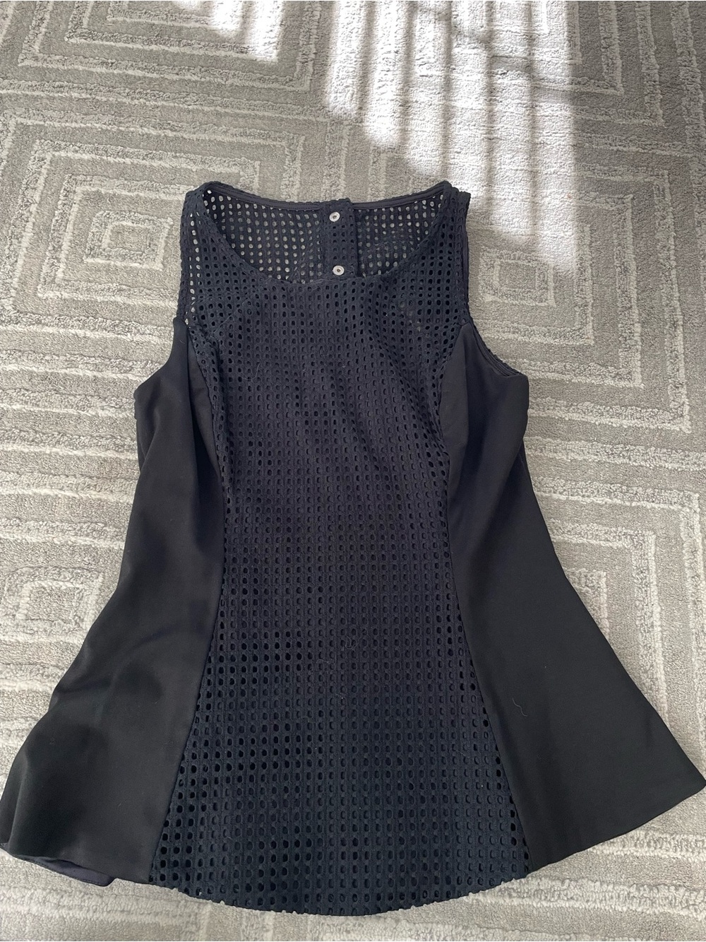 Guess Black Sleeveless Eyelet Panel Tank Top